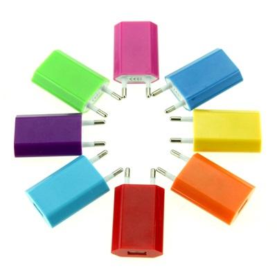 931-227 ЗАРЯДНОЕ УСТРОЙСТВО USB, 220В, 1.0A, ПЛОСКОЕ, 6 ЦВЕТОВ