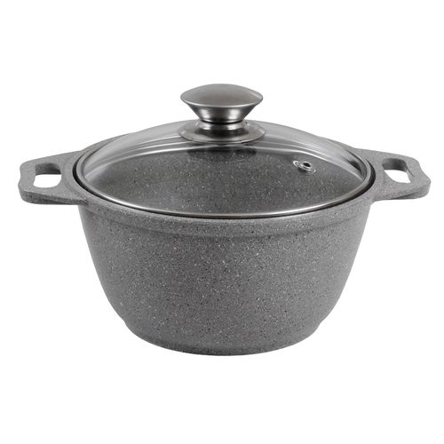 АП Кастрюля 2л со стеклянной крышкой (светлый мрамор) (Россия) арт.кмс22а