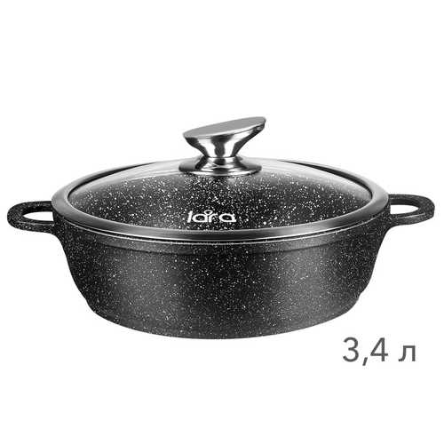 LR02-212 Сотейник LARA серия RIO CHOCO 28см, 3.4л, мрамор, капс. индукц. дно, крышка 