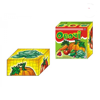 Т1349 Кубики 4шт "ОВОЩИ" в коробке