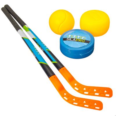 SILAPRO НАБОР ДЛЯ ИГРЫ В ХОККЕЙ НА ТРАВЕ (2 КЛЮШКИ 74СМ, ШАЙБА, МЯЧ), ПЛАСТИК