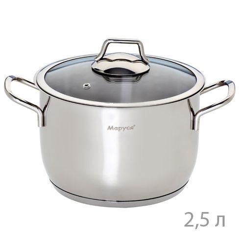 Кастрюля 2,5л, 16х12 см, стекл. кр. (25к) "МАРУСЯ" 