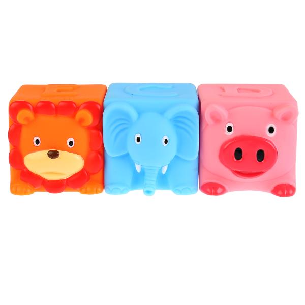 253409 Игрушки пластизоль для купания "Играем вместе" 3 кубика (DEC) пищалка