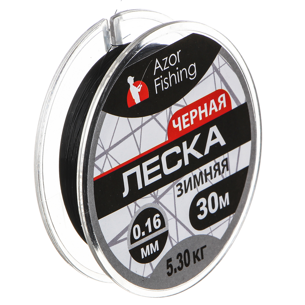 124-015 AZOR FISHING ЛЕСКА ЗИМНЯЯ NOIRE, ЦВ. ЧЕРНЫЙ, ДИАМЕТР 0, 16ММ, 30М