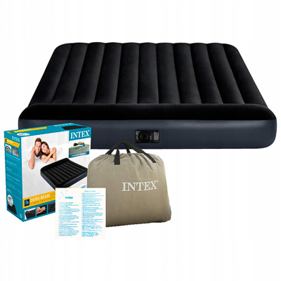 108-061 INTEX КРОВАТЬ НАДУВНАЯ DOWNY BED, (FIBER-TECH) ВСТРОЕННЫЙ НОЖНОЙ НАСОС, 137X191X25СМ, ПВХ, 64762 