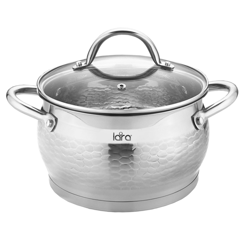 LR02-333 Кастрюля LARA (нерж) MILANO 24x14см, 6,6л, 