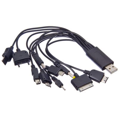 916-005 USB КАБЕЛЬ ДЛЯ ЗАРЯДКИ ТЕЛЕФОНОВ УНИВЕРСАЛЬНЫЙ, 10 В 1, 24СМ