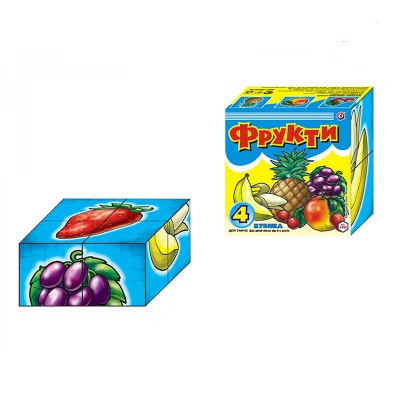 Т1332 Кубики 4шт "ФРУКТЫ"
