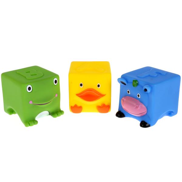 253408 Игрушки пластизоль для купания "Играем вместе" 3 кубика (ABF) пищалка