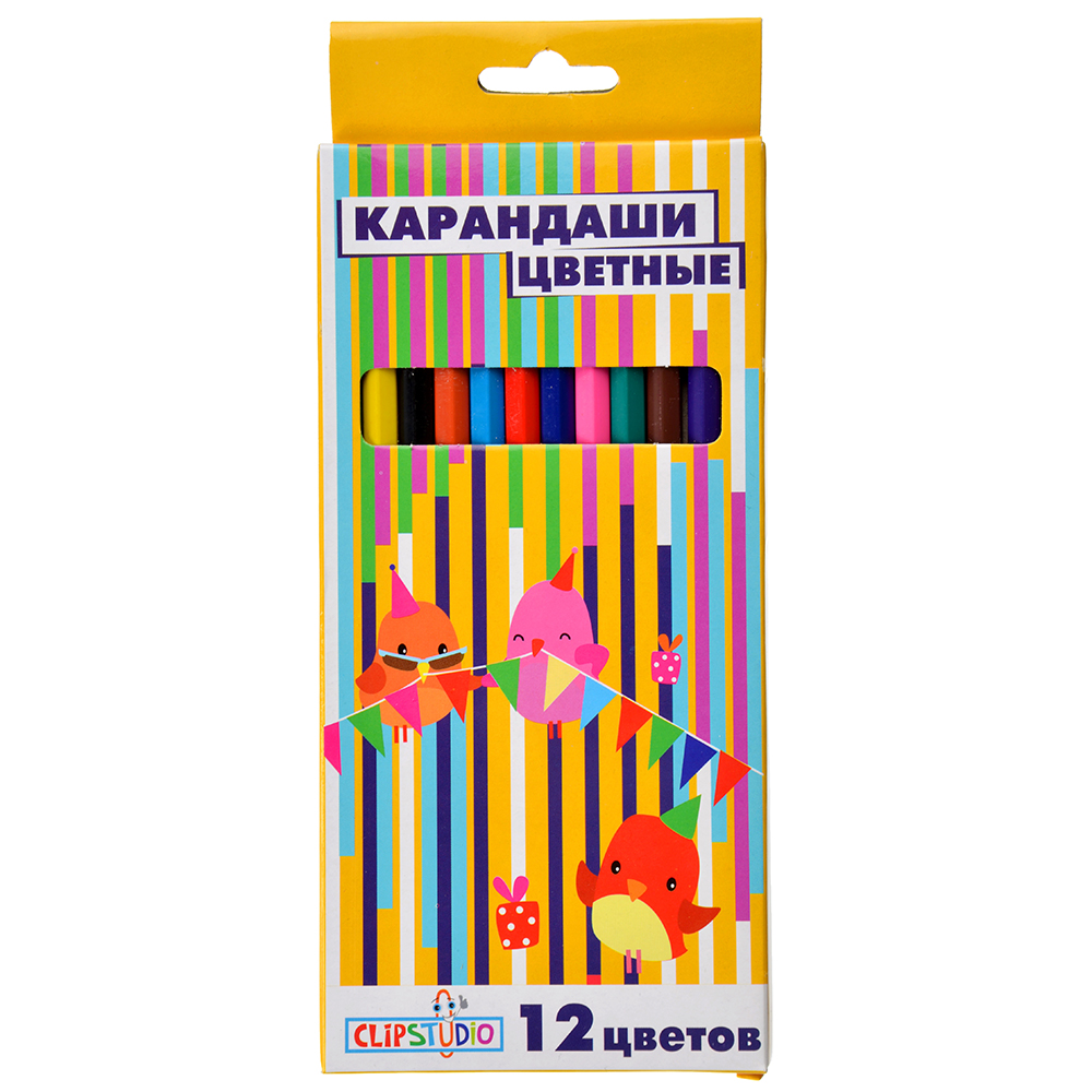 228-012 КАРАНДАШИ CLIPSTUDIO 12 ЦВЕТОВ ШЕСТИГРАННЫЕ, ПЛАСТИК
