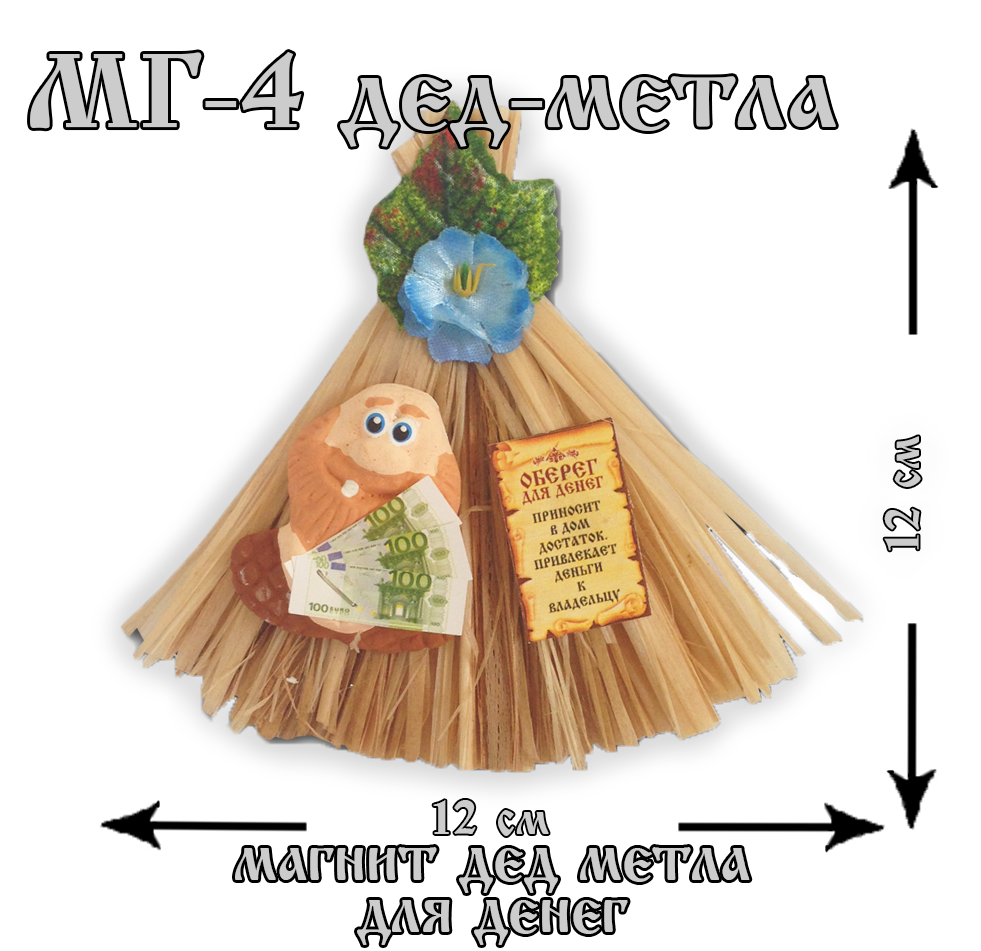 МГ-дед метла4 Магнит-дед метла (домовой магнит) для денег